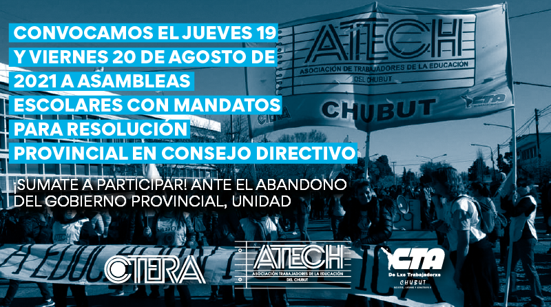 CONVOCAMOS A ASAMBLEAS ESCOLARES CON MANDATOS PARA RESOLUCIÓN PROVINCIAL EN CONSEJO DIRECTIVO