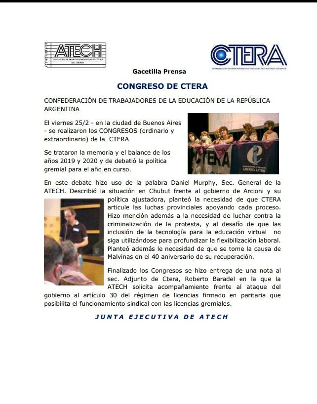 Se realizó el Congreso de la CTERA