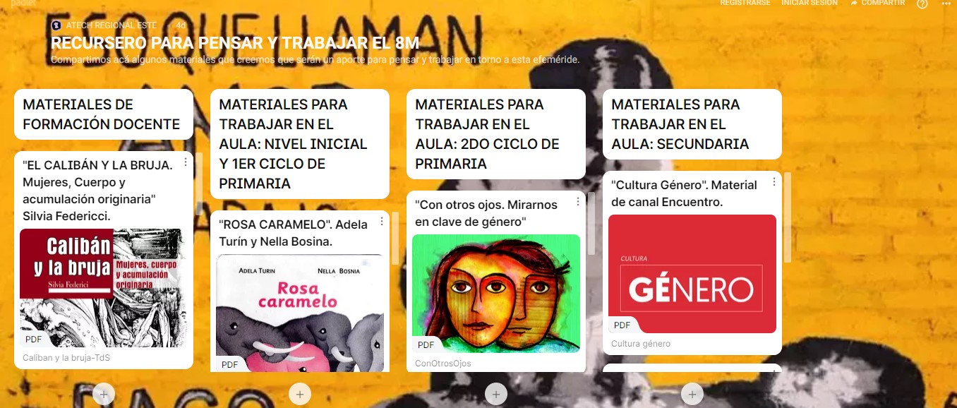 Recursero con material para trabajar el 8M en los distintos niveles del sistema educativo