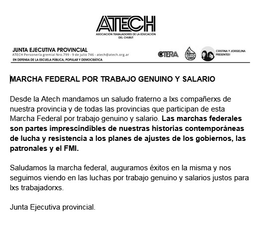 Marcha Federal por trabajo genuino y salario