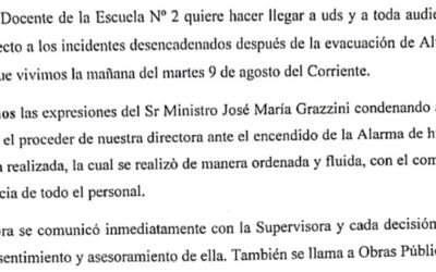 Docentes de la Escuela N°2 repudian las expresiones de Grazzini
