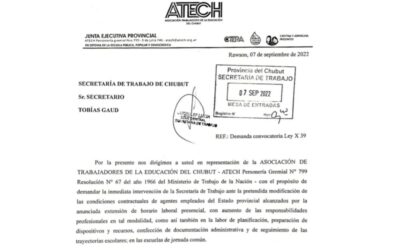 ATECH pide intervención de Secretaria de Trabajo ante la extensión horaria pretendida en Primaria